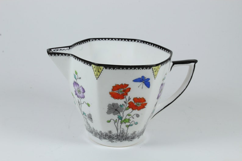 Art Deco Foley Bone China Field Poppy Milk-Cream Jug Vintage Tea Ware image 2