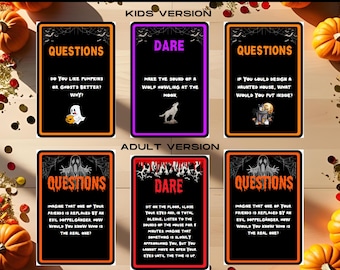 Pass the Pumpkin Halloween Game | Truth or Dare Cards (Digital Download)