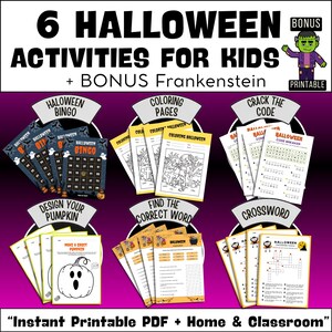 Halloween Activities Printable for Kids – Bingo, Coloring, Crossword (PDF)