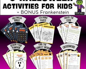 Activités d'Halloween à imprimer pour les enfants : bingo, coloriage, mots croisés (PDF)