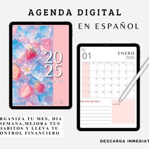 Agenda Digital 2025 en Español | Planificador, Organizador, Calendario, Metas, Control Financiero , Estilo de Vida Productivo