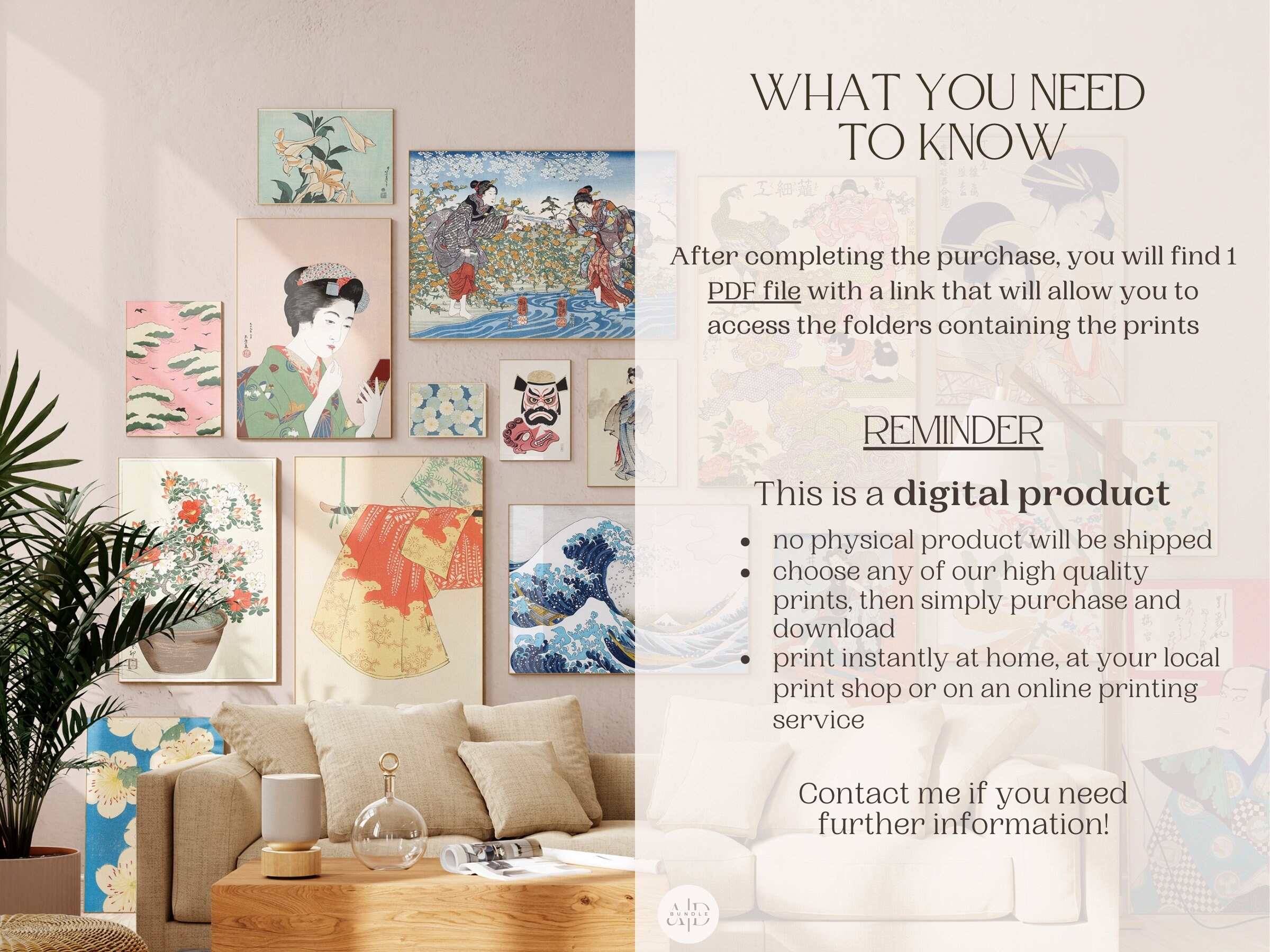 Vintage Japanese Wall Collage Bundle, Aesthetic Old Japan Art Posters ...