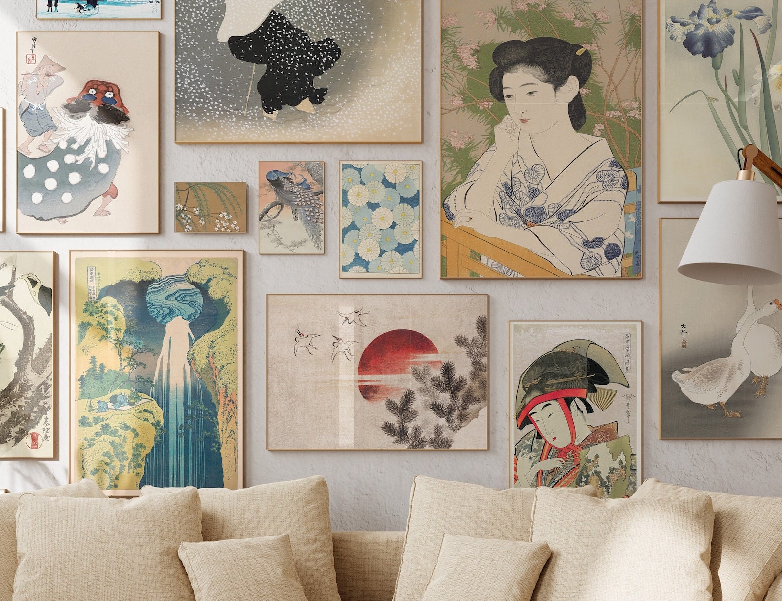 Vintage Japanese Wall Collage Bundle, Aesthetic Old Japan Art Posters ...