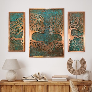 Copper patina l Living Room Wall Art | Copper Decor | Unique Wall Decor | Farmhouse Decor | Metal Wall Decor l Metal Wall Art