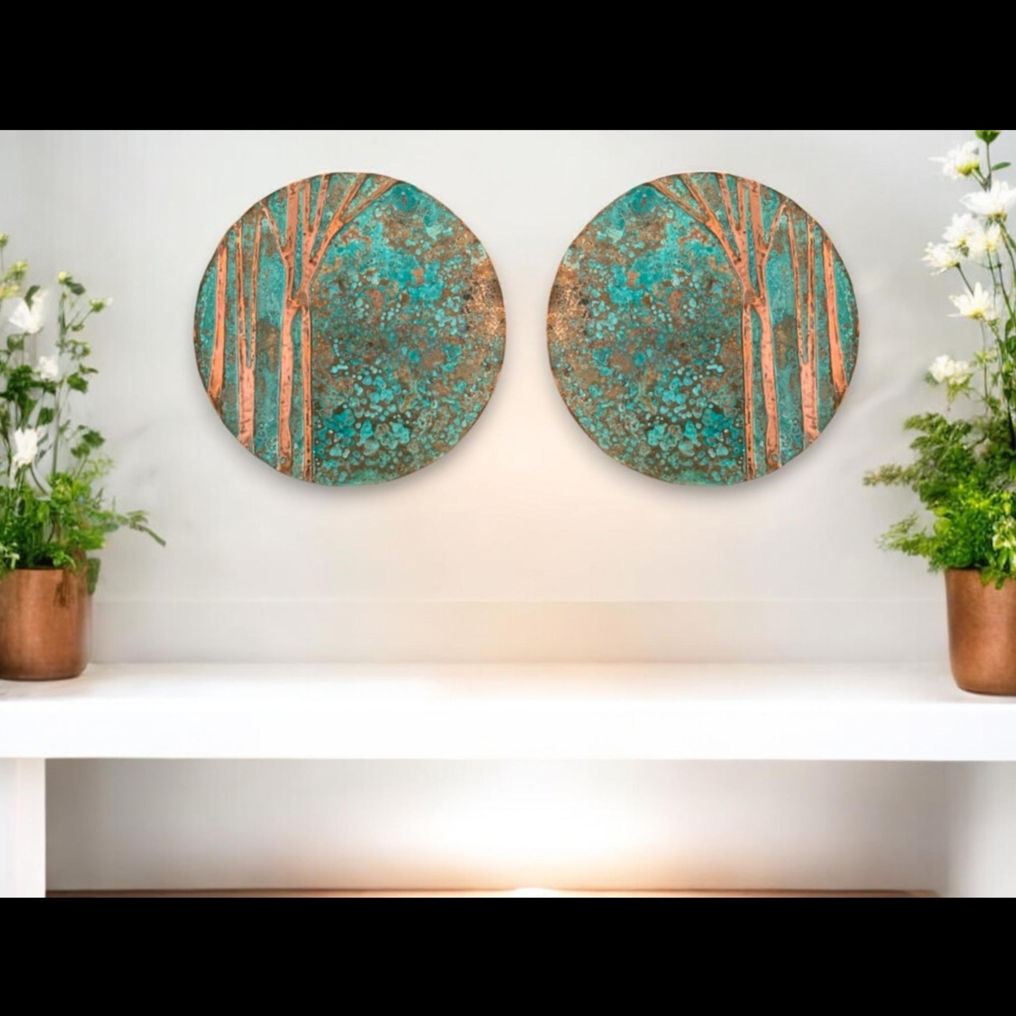 Handmade Copper Tree Wall Art Duo | Farmhouse Decor - Etsy
