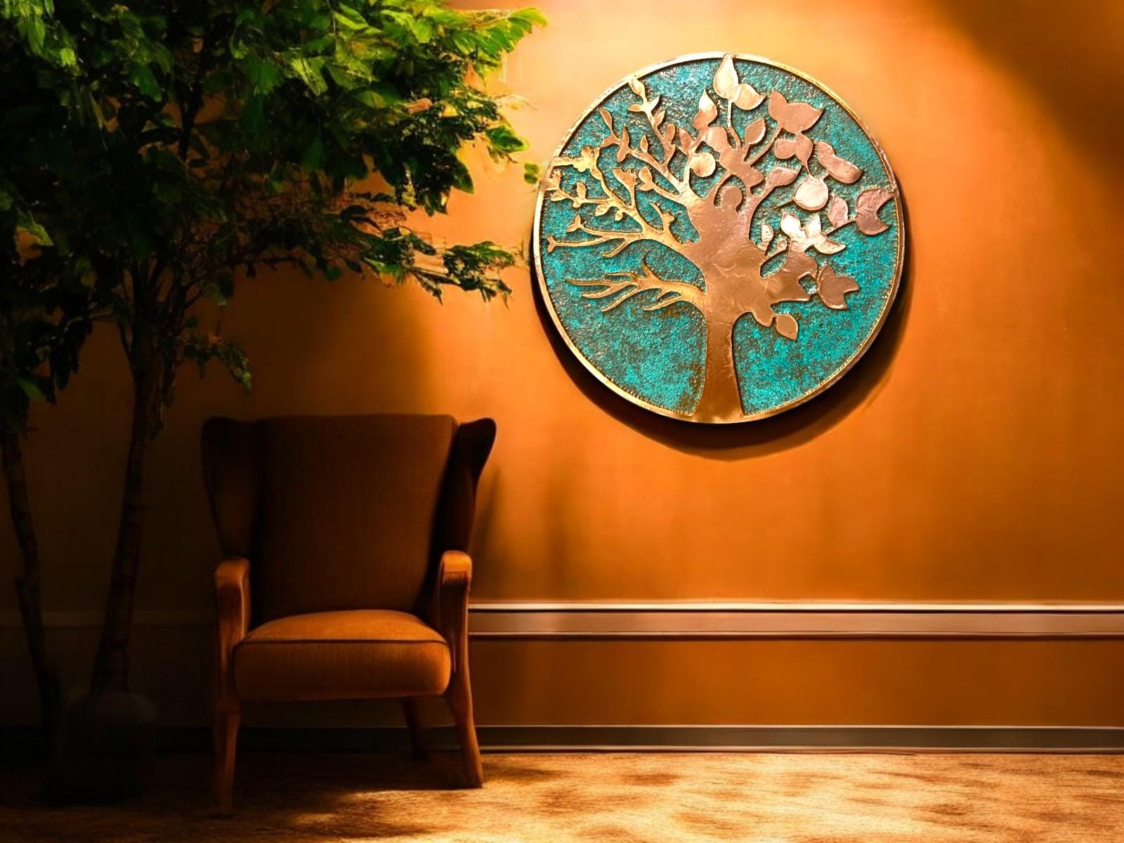 Rustic Copper Tree Wall Art | Handmade Farmhouse Decor - Etsy