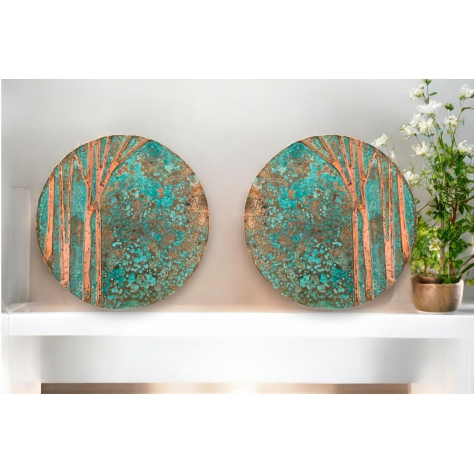Handmade Copper Tree Wall Art Duo | Farmhouse Decor - Etsy