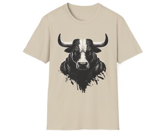 Koszulka z nadrukiem Bull, koszulka z grafiką Rancher, koszulka Western Livestock, odzież rodeo kowboja, koszulka z nadrukiem Farm Animal Cattle, koszulka unisex Softstyle, koszulka Cattle