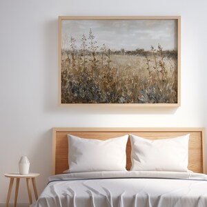 Wildflower Field Landscape Oil Painting, Vintage Landscape Art Print, Country Field Wall Art Digital Download, Printable Painting