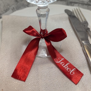 personalisiertes Band, Geschenkband, Glasband, Schleifenband mit Namen, gold, grün, rot