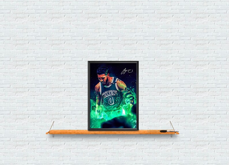 Jayson Tatum Poster, Neon Jayson Tatum Canvas, NBA Canvas Wall Art