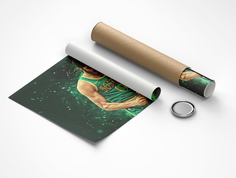 Jayson Tatum Poster Neon Splash Boston Celtics NBA Framed Canvas Wall