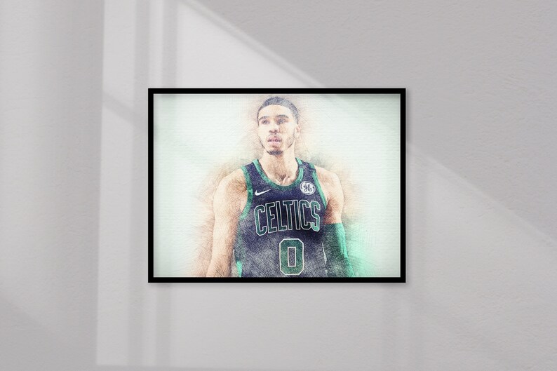 Jayson Christopher Tatum Poster Boston Celtics NBA Framed Canvas Wall