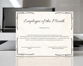 Certificado de agradecimiento al empleado Premio editable al empleado del mes Agradecimiento al personal Certificado imprimible al empleado Reconocimiento al personal