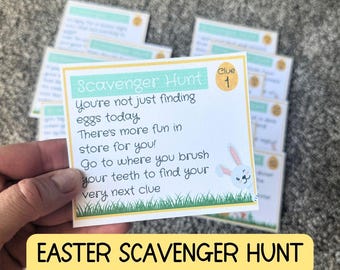 Pistas imprimibles de búsqueda del tesoro de Pascua, juego de búsqueda del tesoro de Pascua, juego de búsqueda de huevos de Pascua para adolescentes, juego de fiesta, actividad familiar de Pascua imprimible, cristiano