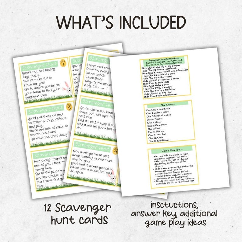 Printable Easter Scavenger Hunt Clues Treasure Hunt Easter Game Teen ...