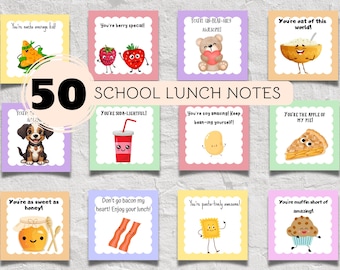 50 notas para loncheras Tarjeta con notas para loncheras escolares Tarjeta con notas de amor para loncheras Tarjetas imprimibles con chistes para loncheras escolares Tarjetas divertidas para loncheras Chistes para loncheras para niños