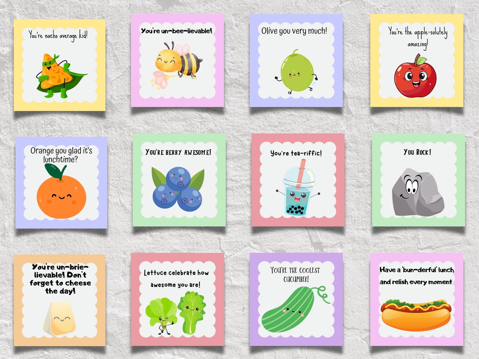 50 Lunch Box Notes School Lunch Note Card Lunch Box Love Note Card ...