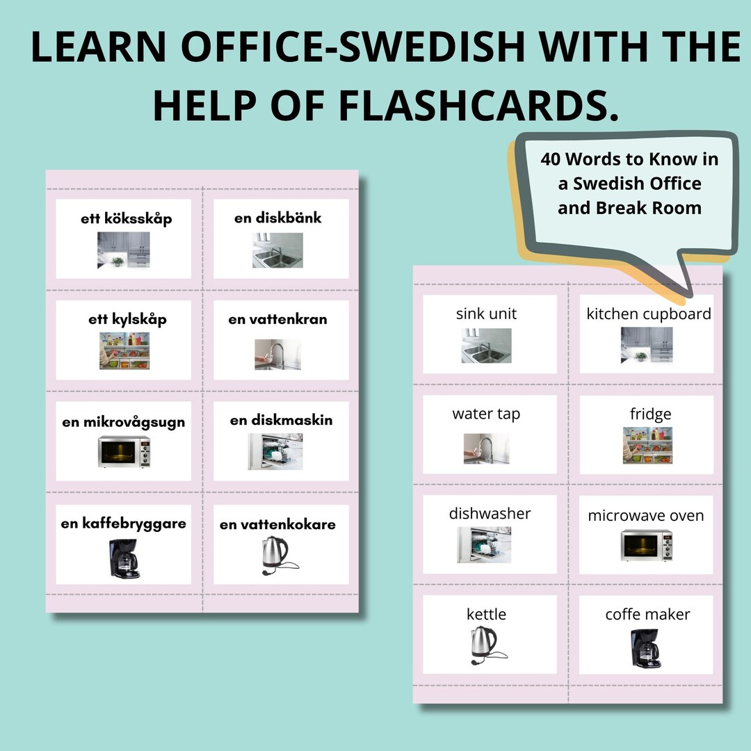 Office Swedish Flashcards I Learn Swedish for Work I Printable ...