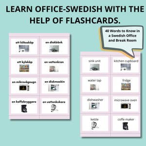 Office Swedish Flashcards I Learn Swedish for Work I Printable Flashcards with Common Office Phrases I Swedish Office Vocabulary I Swedish
