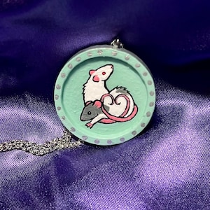 Custom Mini Pet Portraits- wooden pendant on chain necklace, handpainted pet portrait, pet portrait necklace, miniature pet portrait