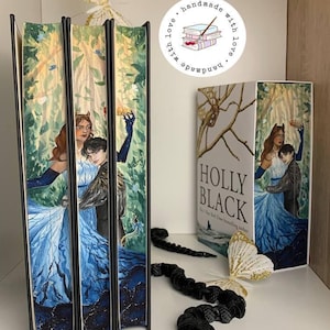 Colección de libros pintados a mano "La Gente del Aire": El Príncipe Cruel, El Rey Malvado, La Reina de la Nada. Cardan Greenbriar y Jude Duarte Fore-Edge.