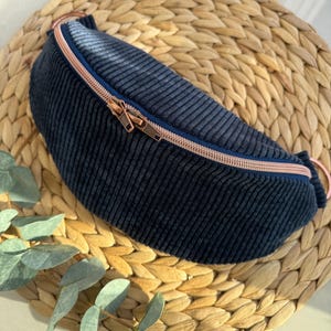 Umhängetasche Cord, Bauchtasche Blau, Gürteltasche Damen, Cordtasche