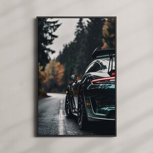 Porsche 911 Poster im Wald, Poster, Kunstdruck, Waldfoto, Waldfoto
