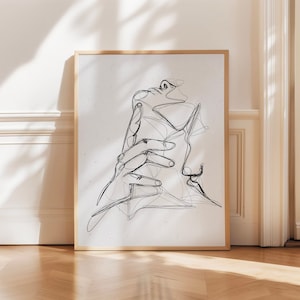 Minimalistisches LGBTQ Gay Paar Poster - Queer Liebe Illustration, Intime männliche Umarmung Wandkunst, Romantische Leidenschaft Skizze, LGBT Kritzelei