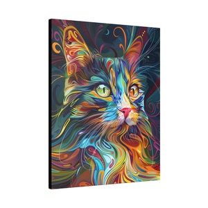Psychedelic Cat Canvas Art: An Eye-Catching Wall Art for Cat Enthusiasts