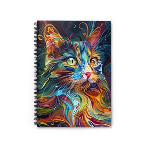 Colorful Psychedelic Cat Spiral Notebook: Perfect for Notes & Sketches