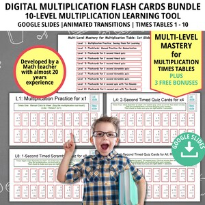 Digital Multiplication Times Table Flashcards, Bundle, Math Practice, Multiplication Table, Math Facts, Flash Cards, Homeschool Education