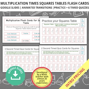 Times Table Squares, Math Flashcards, Flashcards for Kids, Math Games, Times Table, Google Slides, Multiplication Table, Math Activities