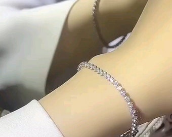 Moissanite Bracelet, Tennis Bracelet, 925 Silver Bracelet, Diamond Bracelet, Chain Bracelet, Couples Bracelet, Bracelet For Women