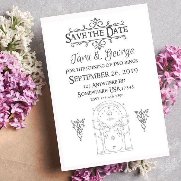 Digital Print Wedding Save-the-Date LOTR Doors of Dorin