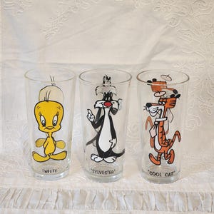Vasos raros de Pepsi Warner Brothers de la década de 1970, con Piolín, Silvestre y Gato Guay (juego de 3)