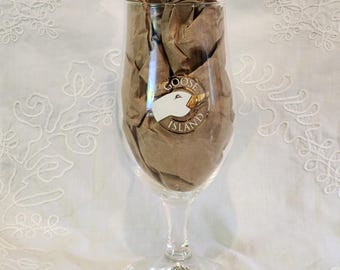Vintage Goose Island Footed Tulip Beer Glass, Chicago Brewery, Collectible Bar Glassware