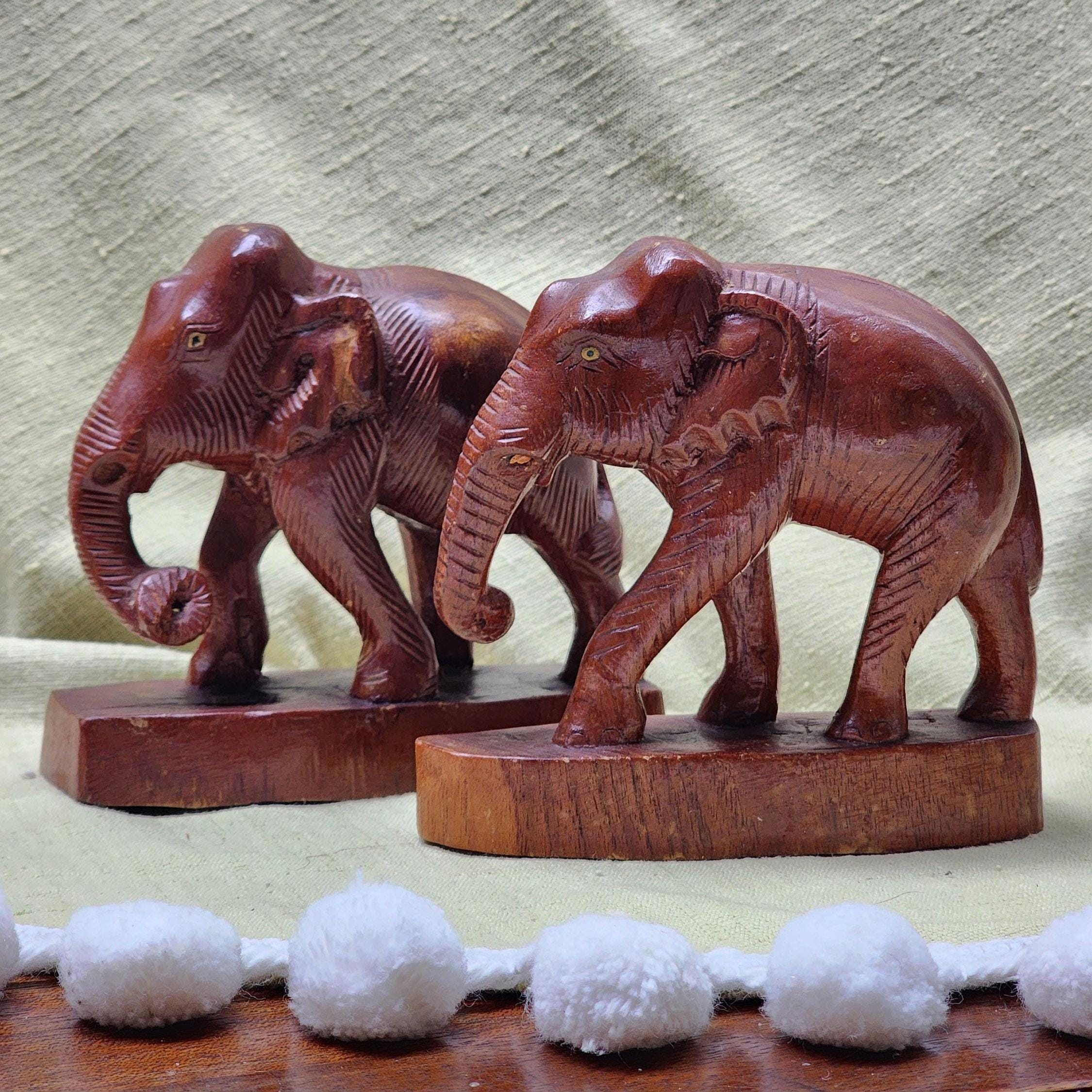 Vintage Hand Carved Teak Wood Elephant - Etsy Vintage Hand Carved Teak Wood Elephant - Etsy