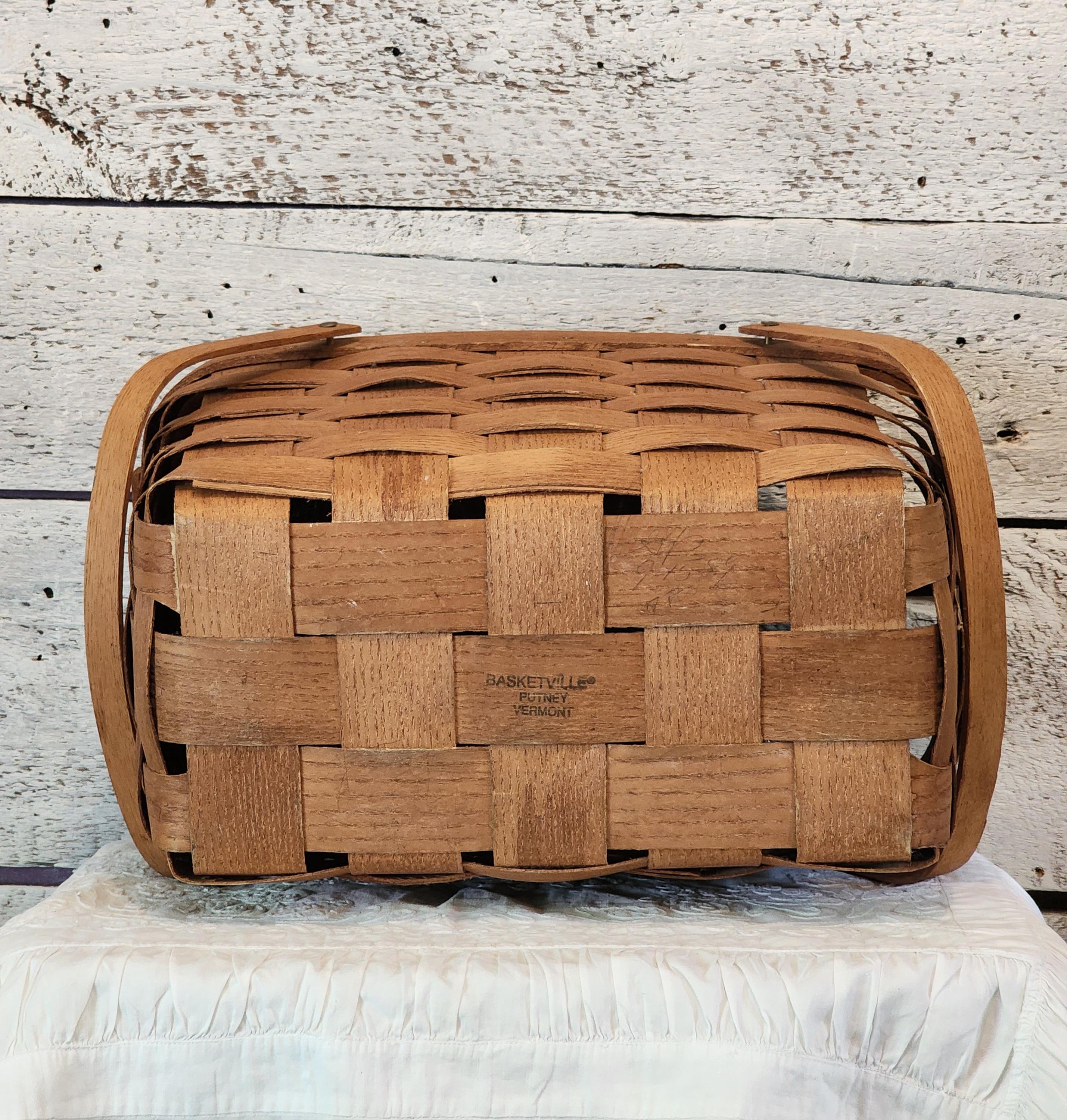 Vintage Basketville Handmade Wood Picnic Basket, Made in Vermont