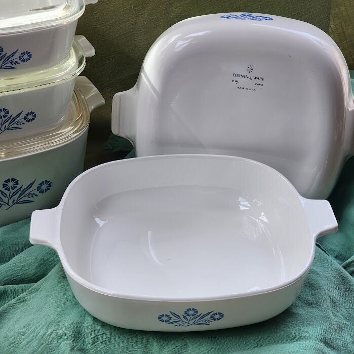 corning ware blue ribbon flower コーニングガラス蓋