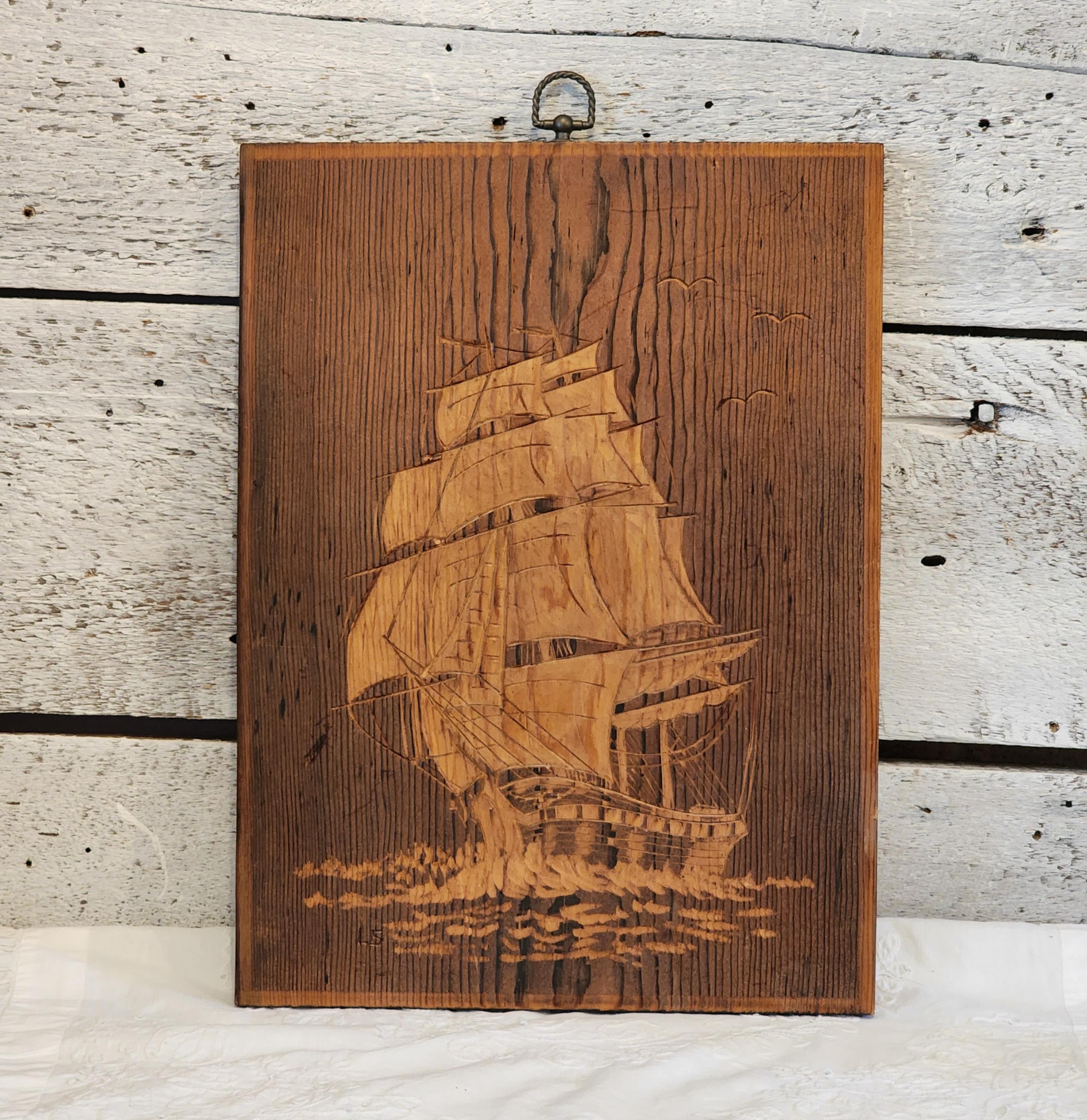 Carved Wood Ship Wall Hanging - Etsy
