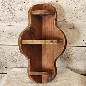 Vintage Wood Corner Shelf: Wall Hanging, Three Tier - 18 Inch Tall