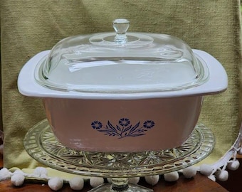 Seltener 1960er Jahre Blue Cornflower Corning Ware Feuertopf: 4 Quart P-34-B