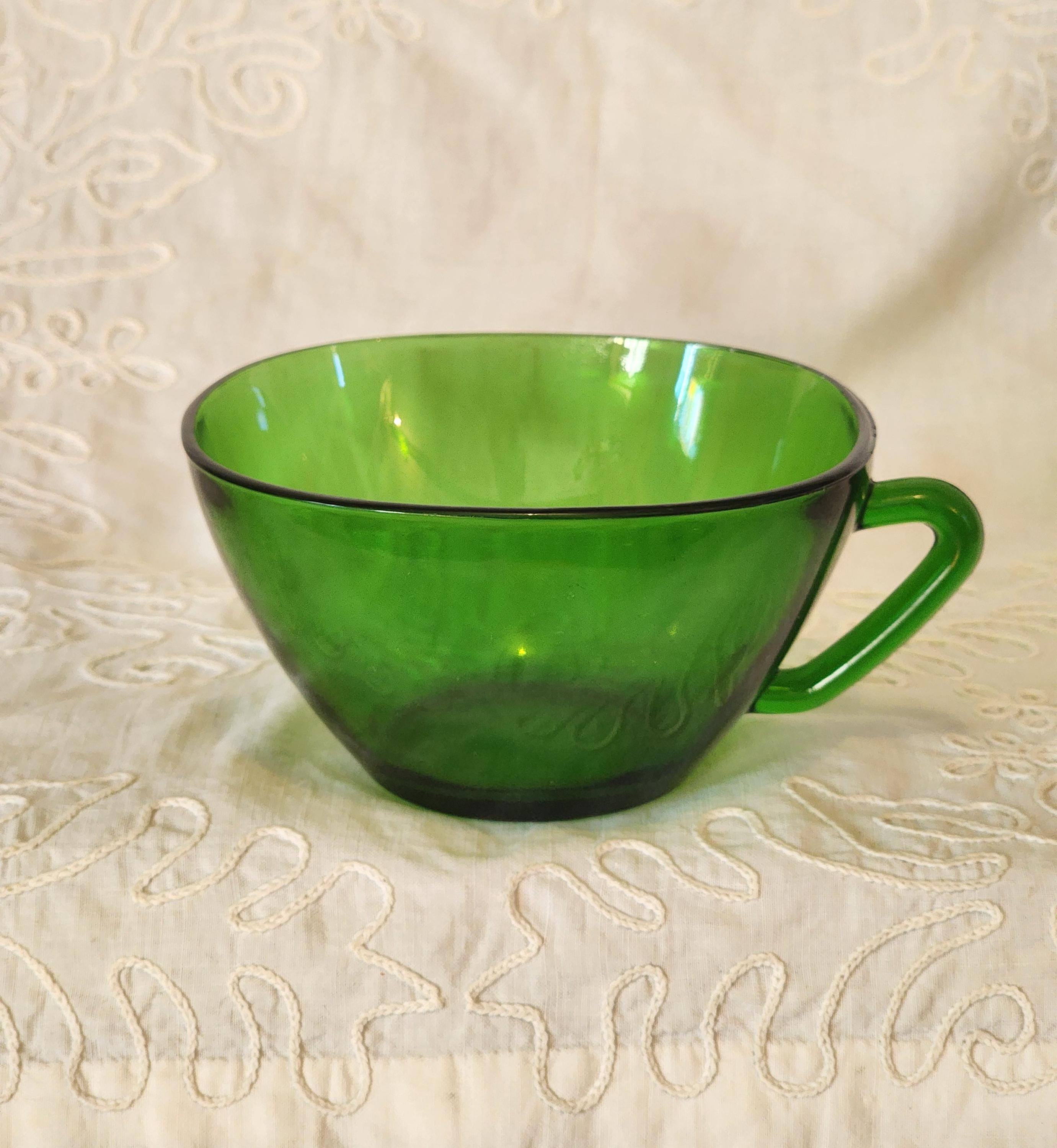 Lot De 2 Grandes Tasses à Café Vereco Vertes - Vintage - Occasion Bon état