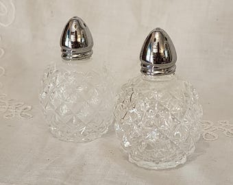 Vintage MCM Indiana Glass Diamond Point Salt and Pepper Shakers
