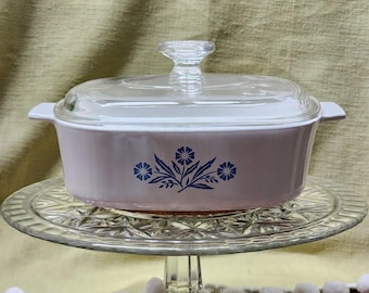RARE 1972-1979 Blue Cornflower Corning Ware A-2-B, 2-Quart-Auflaufform mit originalem Pyrex-Deckel A-9-C 27 ausgezeichneter Zustand