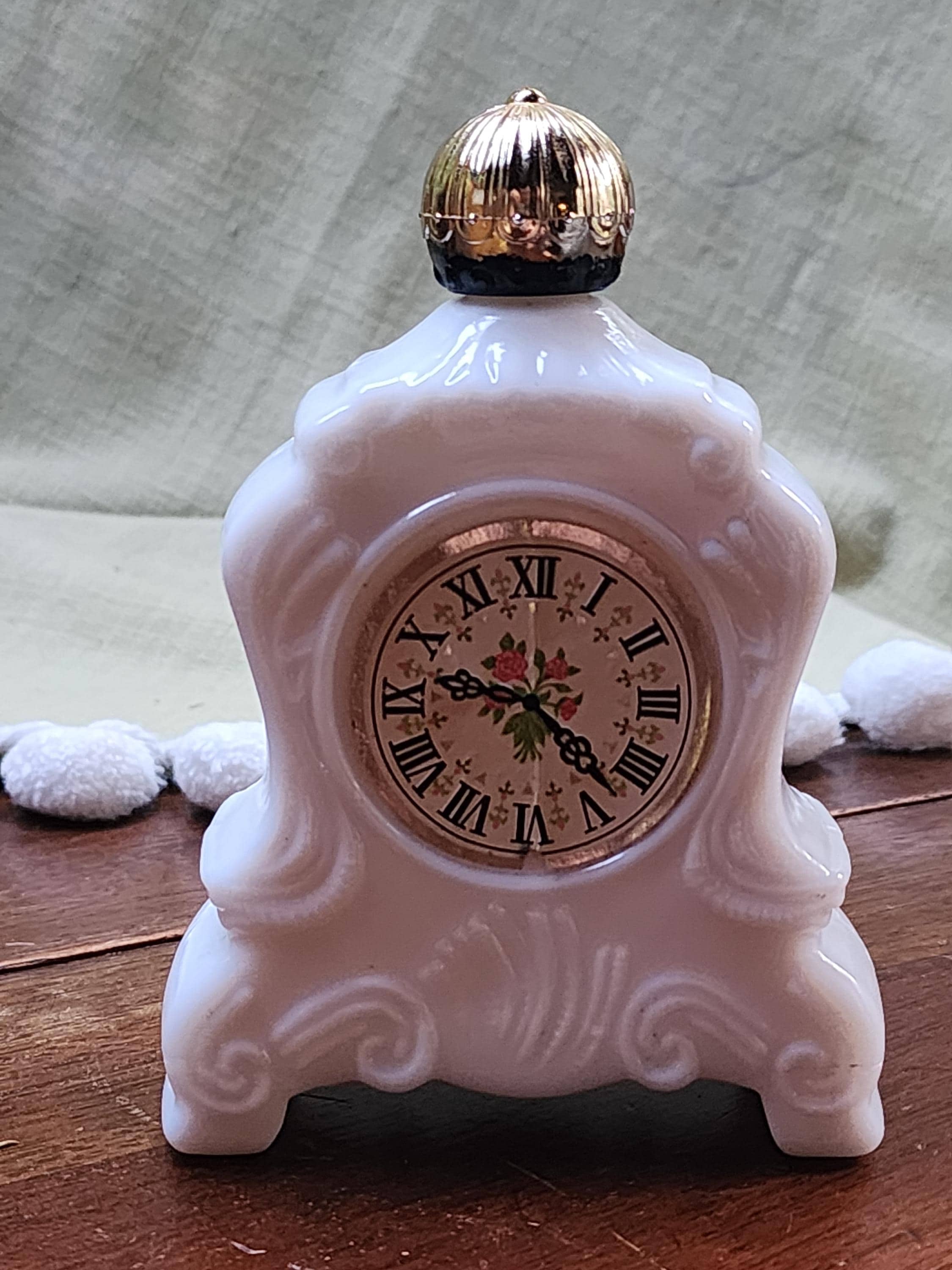 Vintage Avon Milk Glass Mantle Clock Perfume Bottle - Etsy