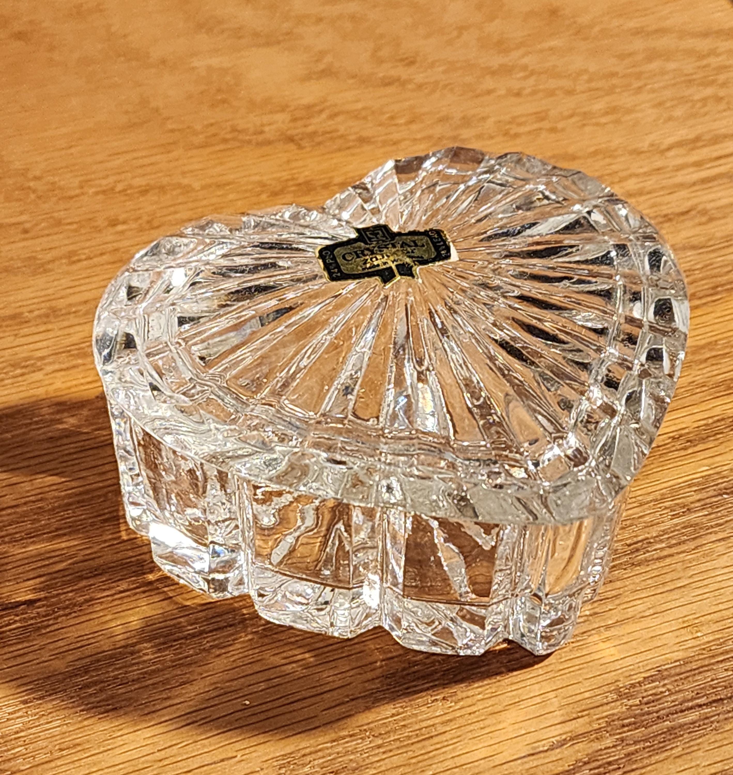 Vintage Crystal Heart Shaped Box With Removal Lid - Zajecar 24
