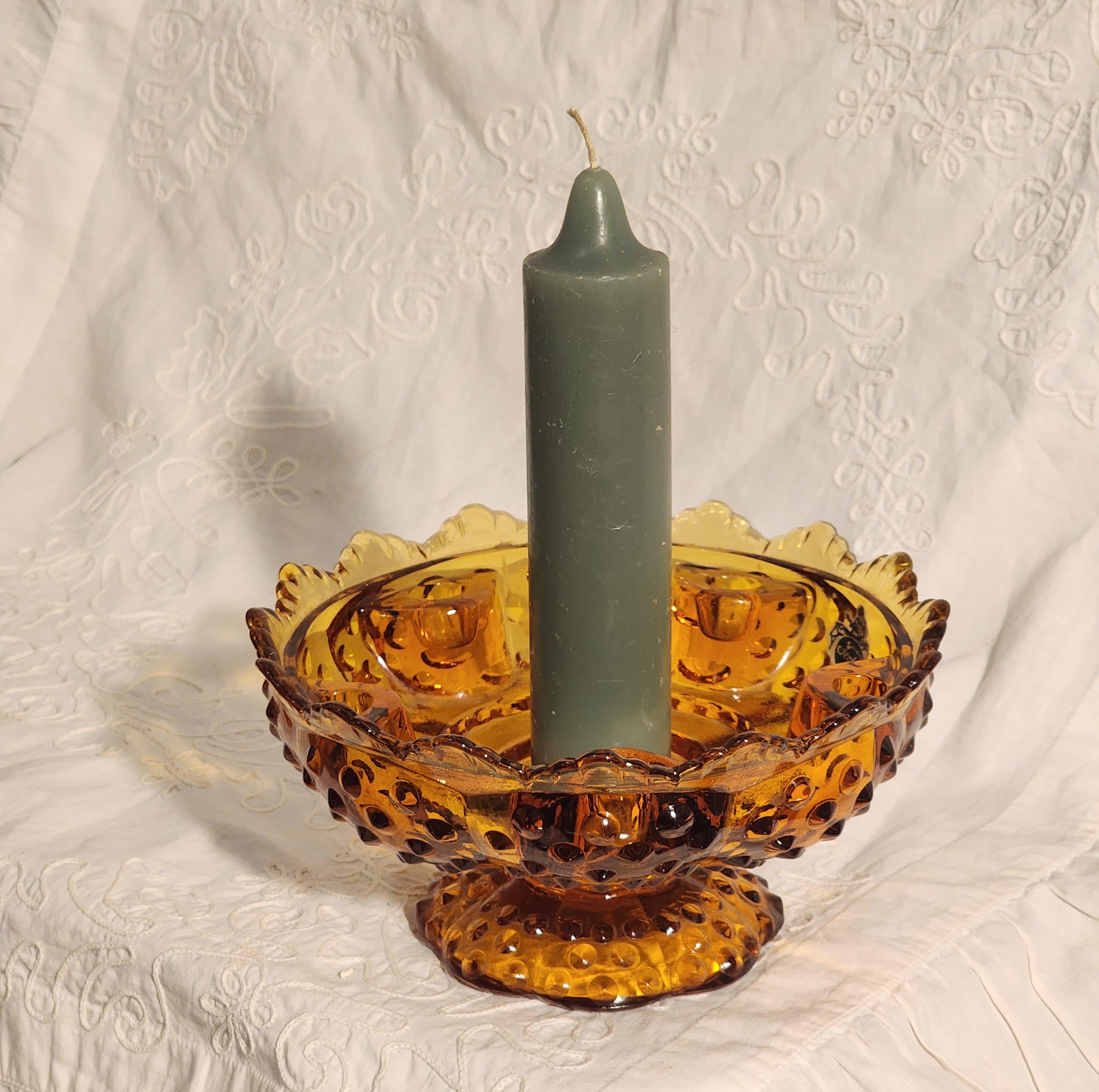 Vintage Fenton Hobnail Amber Glass Candlestick Holder: 6  display picture 1