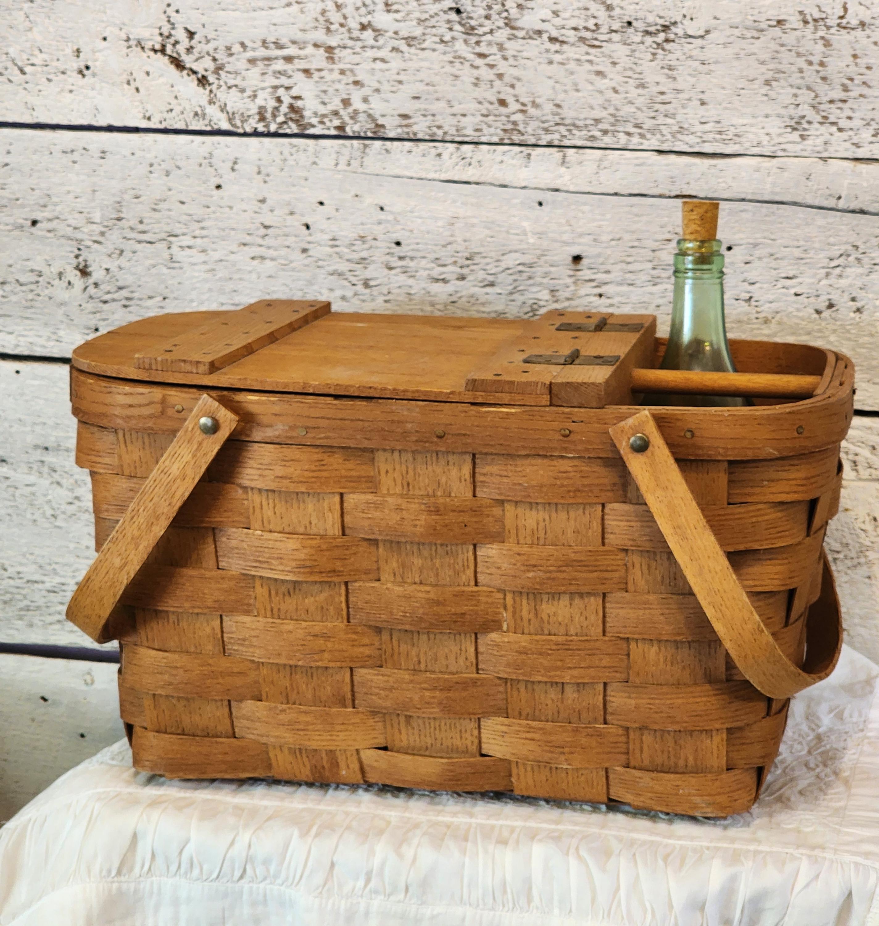 その他 vintage wood picnic basket Vintage Basketville Handmade Wood Picnic Basket, Made in Vermont